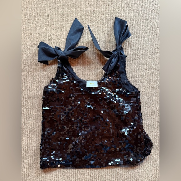 Maeve Anthropologie Black Sequin Top - Picture 1 of 5